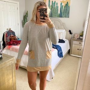 Long sleeve sweatshirt material dress